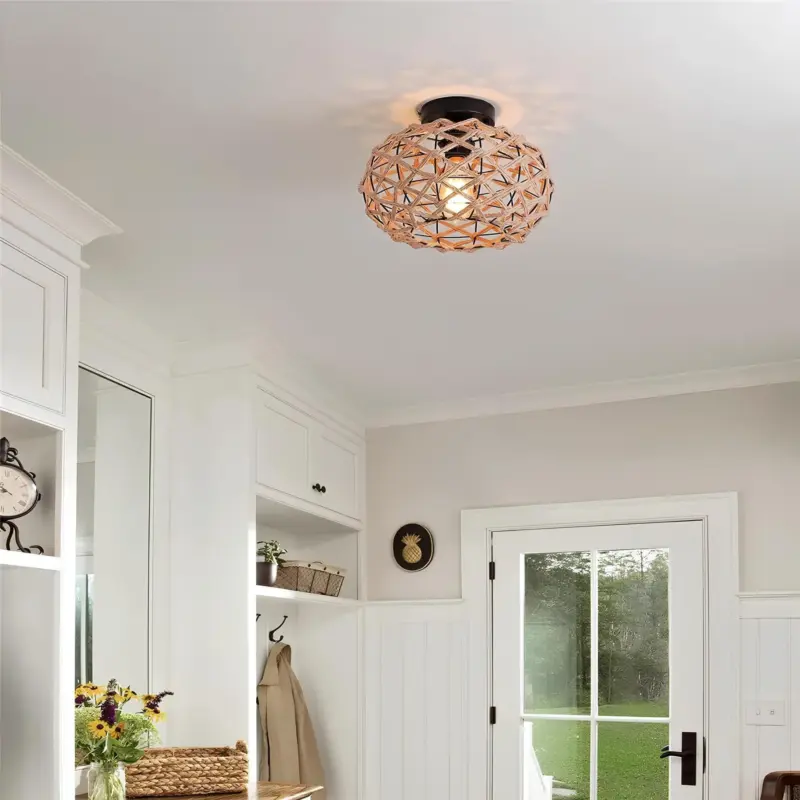 Radiantweave rattan deckenlampe natur modern boho elegant flecht design xlumina