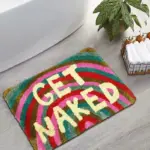 Rainbow get naked tufted bath mat