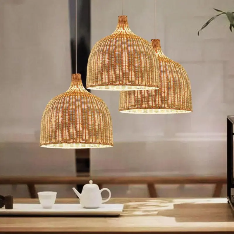 Rattan bambus Deckenlampen kueche modern esszimmer beleuchtung xluminia