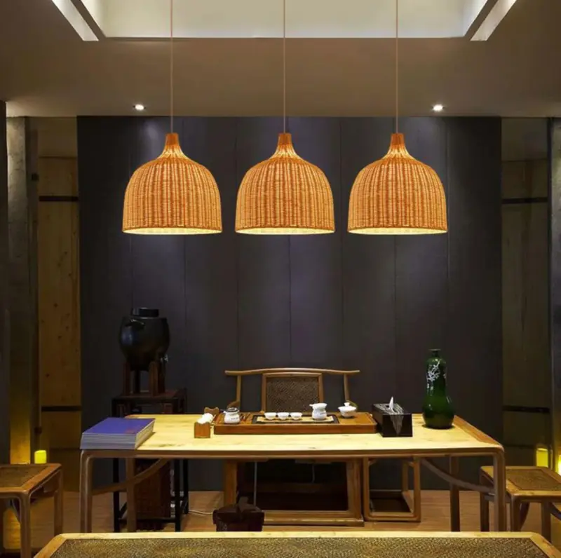 Rattan bambus Deckenlampen kueche modern esszimmer beleuchtung xluminia