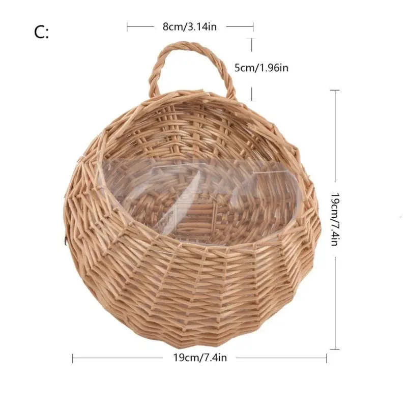 Rattan hanging wall planter