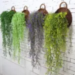Rattan hanging wall planter