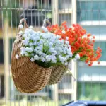 Rattan hanging wall planter