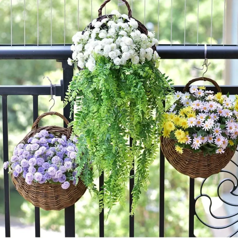 Rattan hanging wall planter