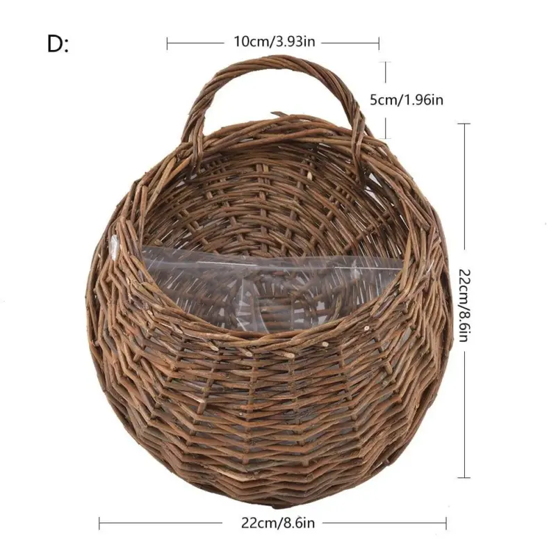Rattan hanging wall planter