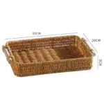 Rattan style storage tray with handle