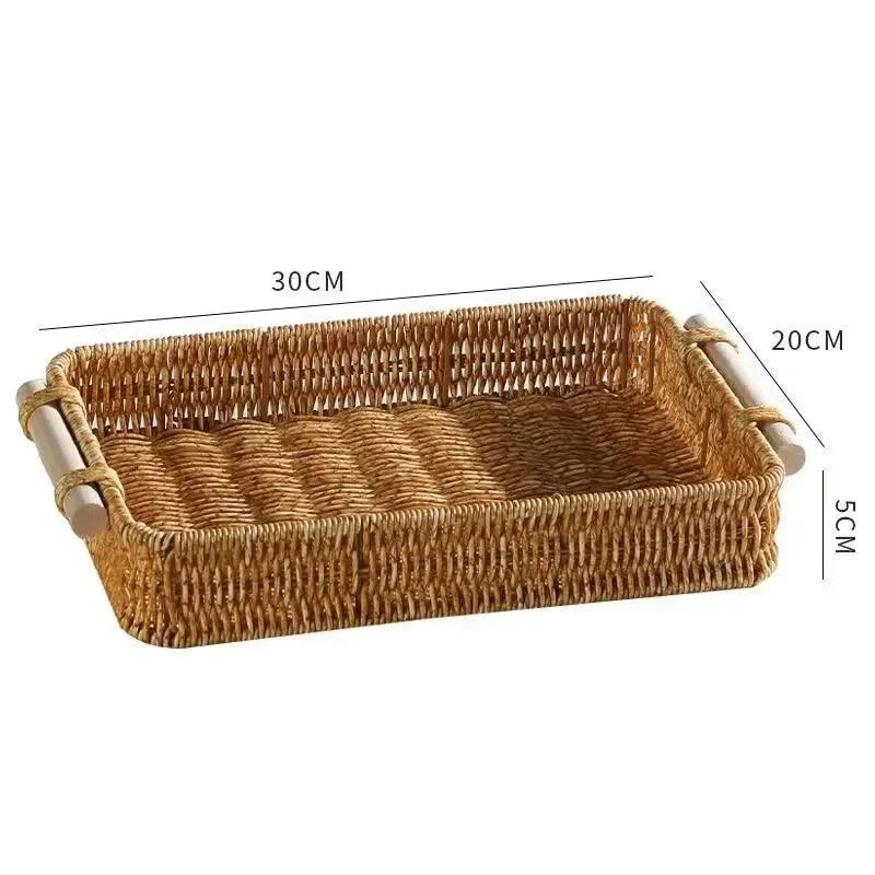 Rattan Style Storage Tray With Handle 100846