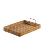 Rattan style storage tray with handle