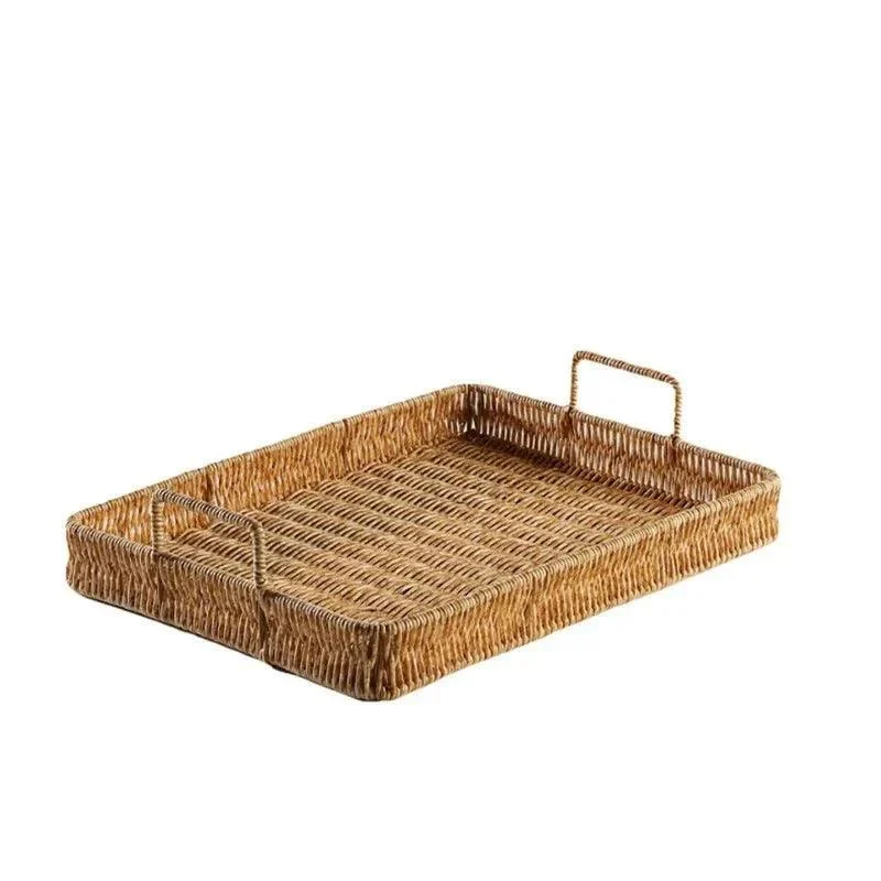 Rattan Style Storage Tray With Handle 107257