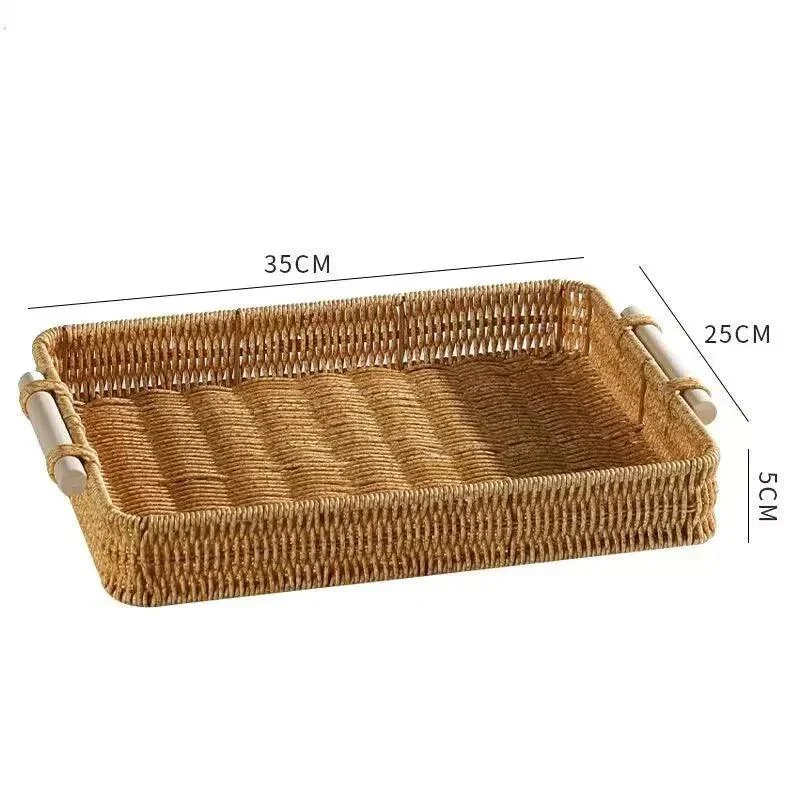 Rattan Style Storage Tray With Handle 185402