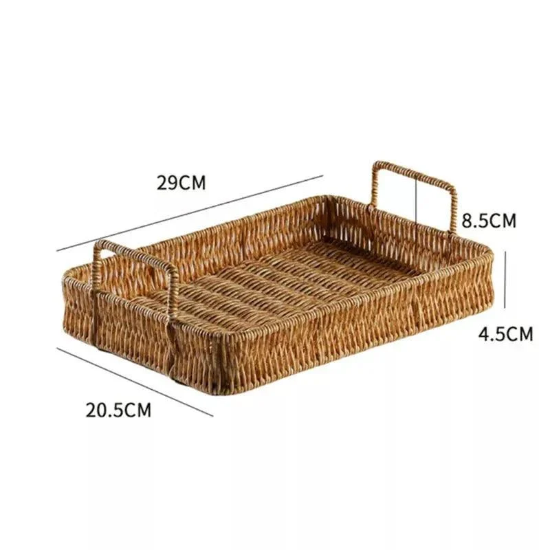 Rattan Style Storage Tray With Handle 322175