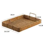 Rattan style storage tray with handle
