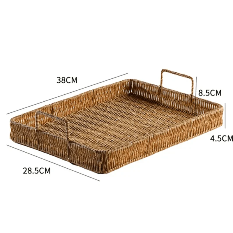 Rattan Style Storage Tray With Handle 481143