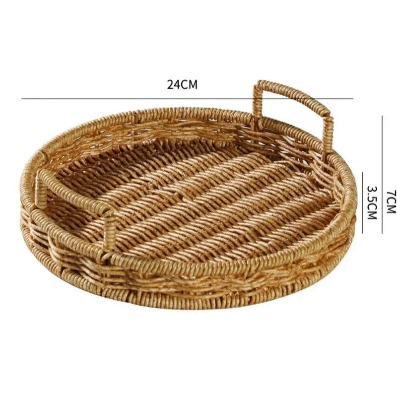 Rattan Style Storage Tray With Handle 646553