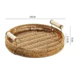 Rattan style storage tray with handle