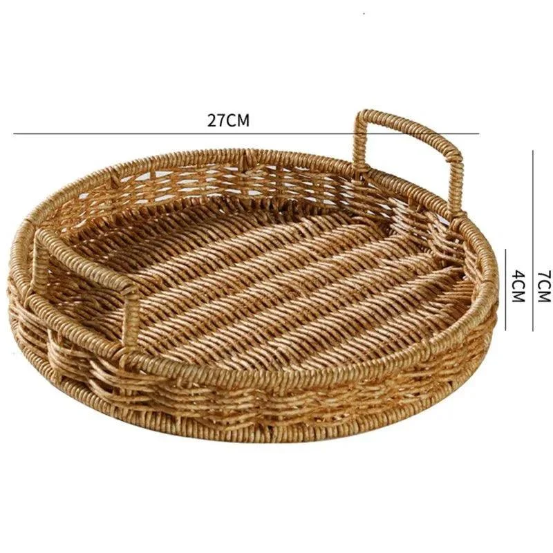 Rattan Style Storage Tray With Handle 713191