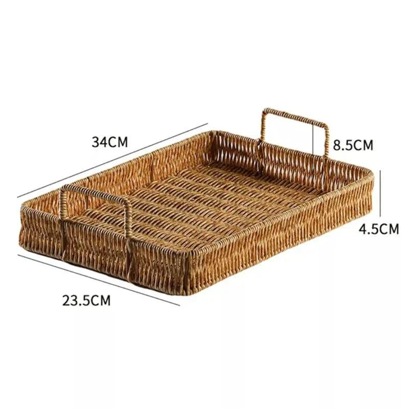 Rattan Style Storage Tray With Handle 804623