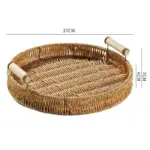 Rattan style storage tray with handle