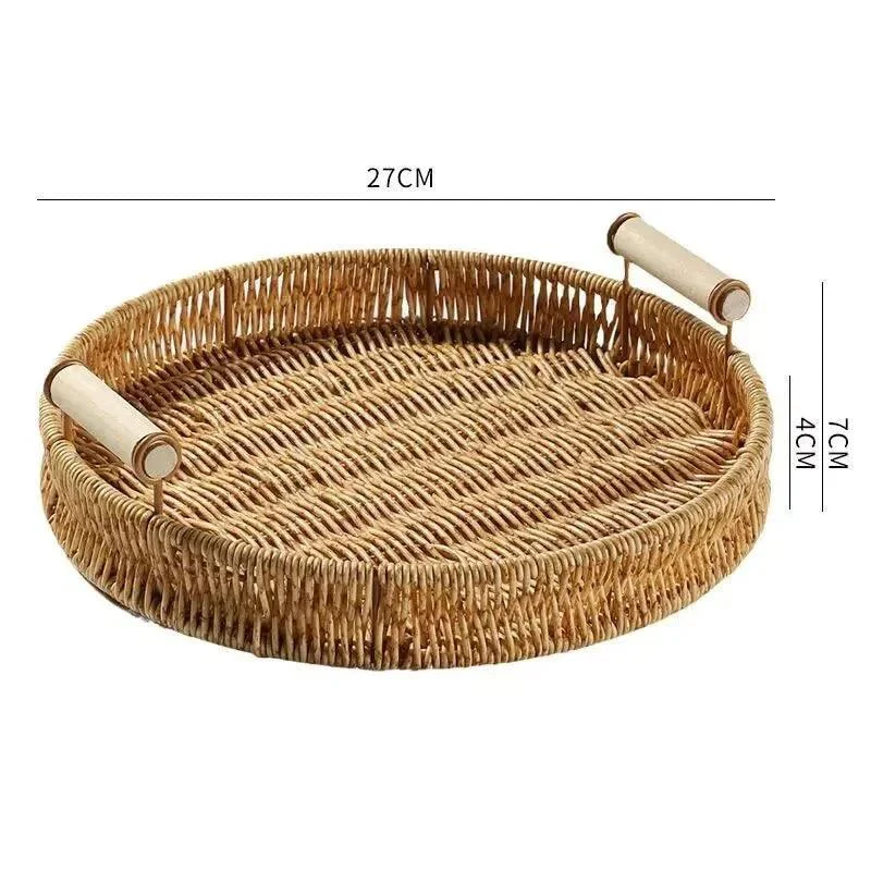 Rattan Style Storage Tray With Handle 826965