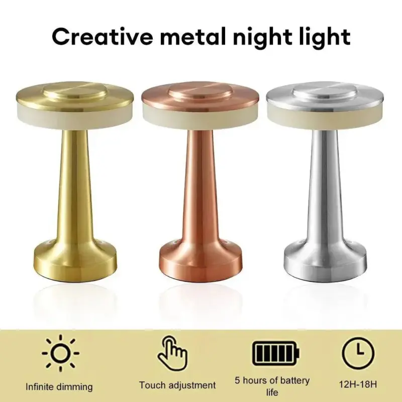 Rechargeable led metallic table lamp