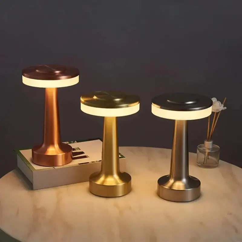 Rechargeable led metallic table lamp