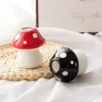 Red and black mushroom shape ceramic vase