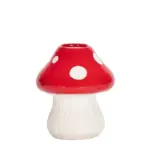 Red and black mushroom shape ceramic vase
