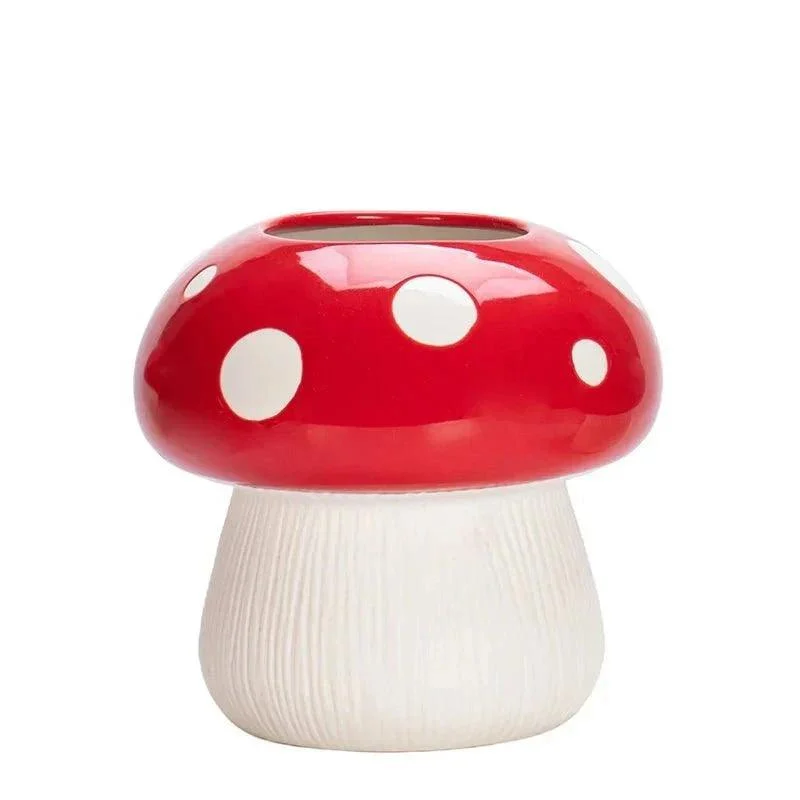 Red And Black Mushroom Shape Ceramic Vase 474525