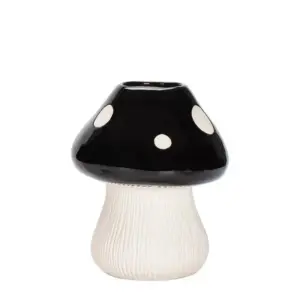 Red and Black Mushroom Shape Ceramic Vase