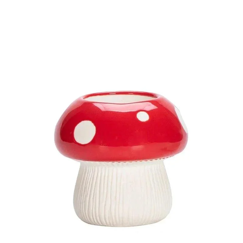 Red And Black Mushroom Shape Ceramic Vase 597008