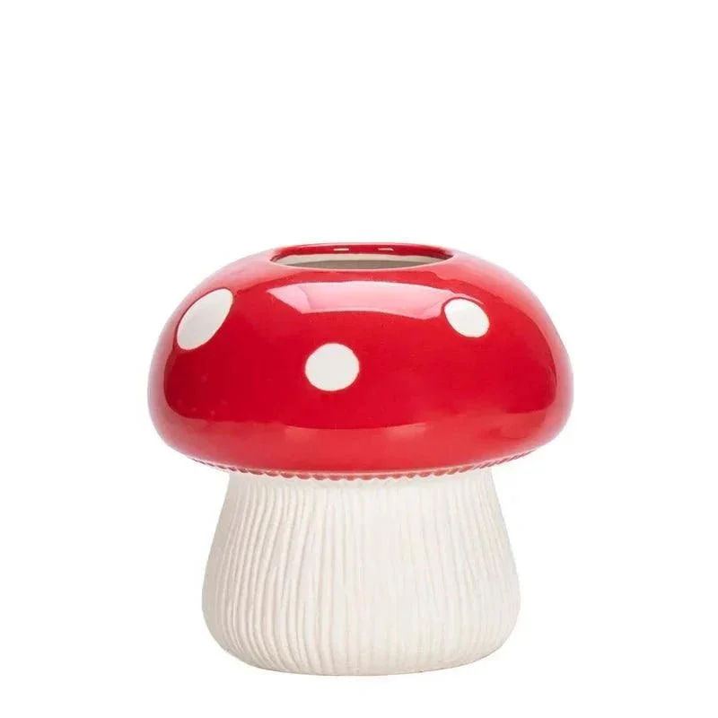 Red And Black Mushroom Shape Ceramic Vase 670291