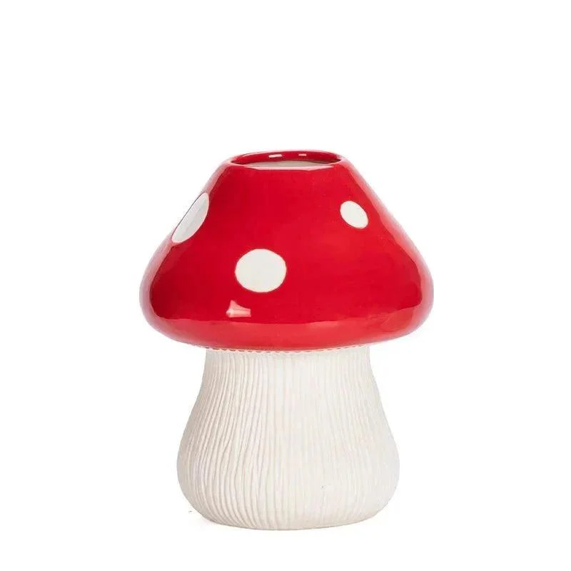 Red And Black Mushroom Shape Ceramic Vase 738012