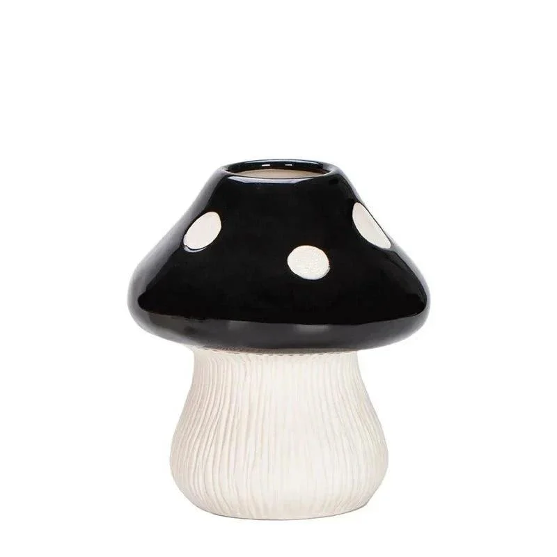 Red And Black Mushroom Shape Ceramic Vase 849354