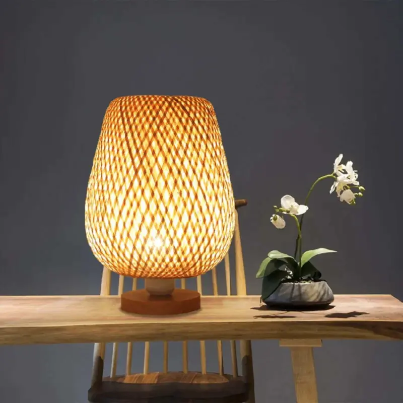 Retro bamboo craft vintage bambus Tischlampe natur e27 xlumina