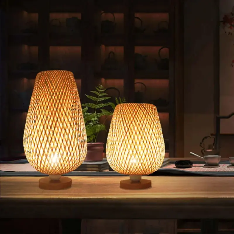 Retro bamboo craft vintage bambus Tischlampe natur e27 xlumina
