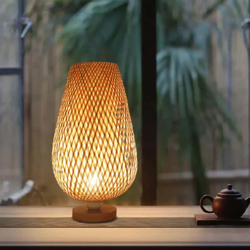 Retro bamboo craft vintage bambus Tischlampe natur e27 xlumina