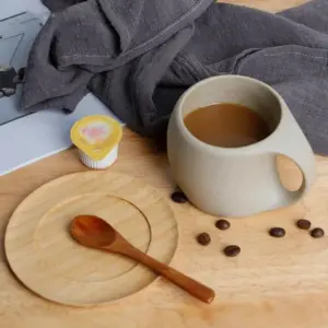 Retro Ceramic Stoneware Coffee Mug & Saucer Set