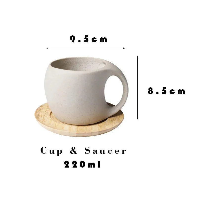 Retro Ceramic Stoneware Coffee Mug Saucer Set 237037