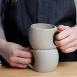Retro ceramic stoneware coffee mug saucer set