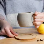 Retro ceramic stoneware coffee mug saucer set