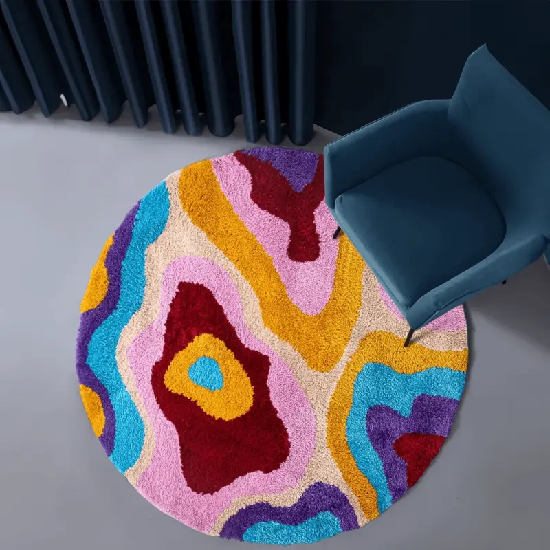 Retro design psychedelic tufted rug