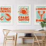 Retro french shellfish canvas print poster