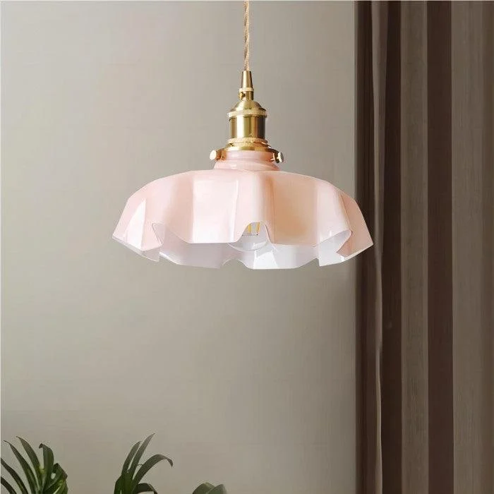 Retro Glass Flower Cream Pendant Light Hl183 10