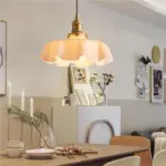 Retro glass flower cream pendant light hl183