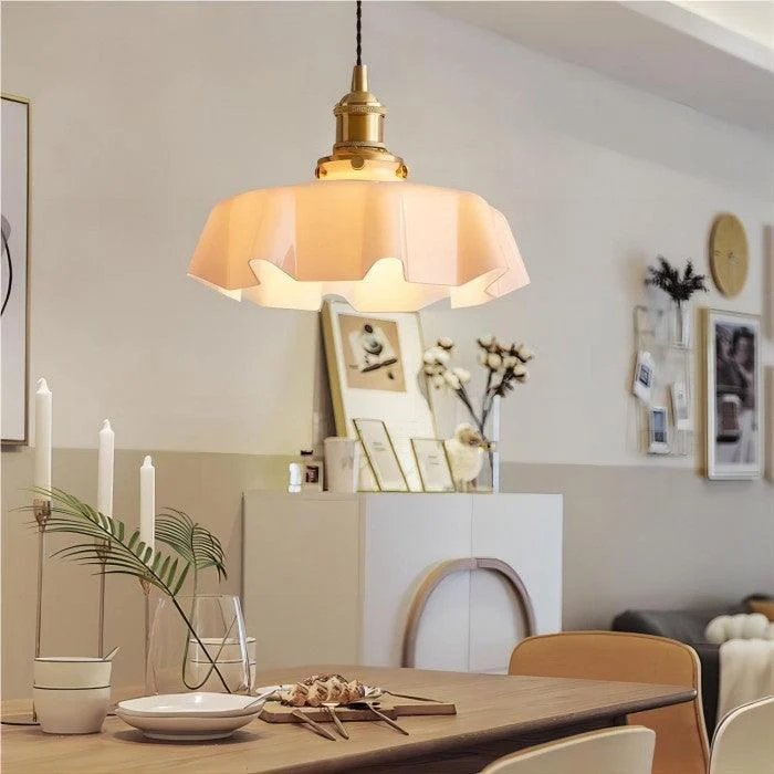 Retro Glass Flower Cream Pendant Light Hl183 13