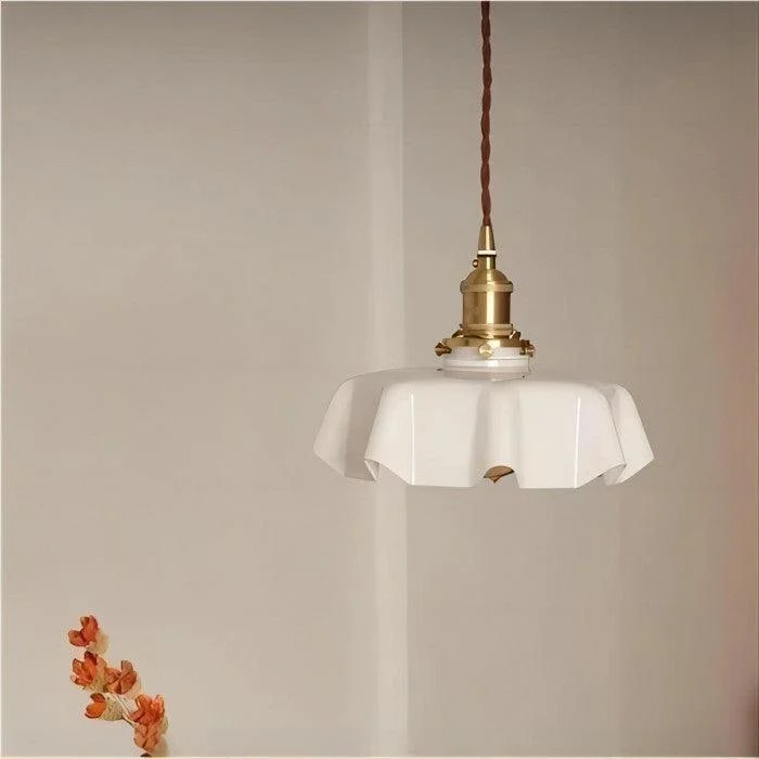 Retro Glass Flower Cream Pendant Light Hl183 14