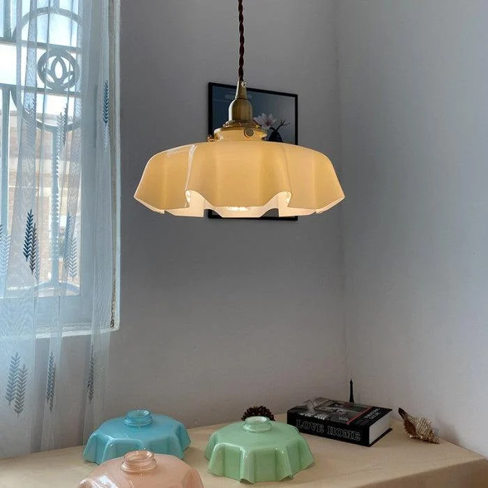 Retro Glass Flower Cream Pendant Light Hl183 15