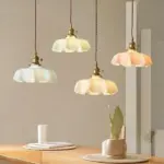 Retro glass flower cream pendant light hl183