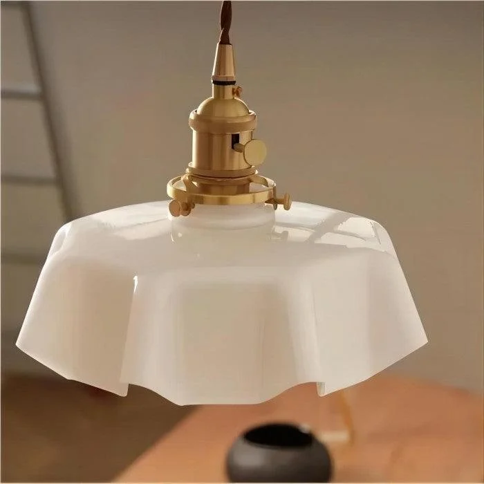 Retro Glass Flower Cream Pendant Light Hl183 17