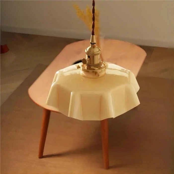 Retro Glass Flower Cream Pendant Light Hl183 8